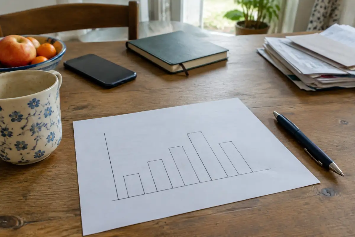 Graphique en barres sans légende posé sur une table